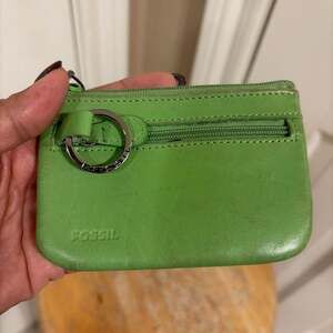 Fossil Genuine Leather Key Ring Coin Purse in Lime Green